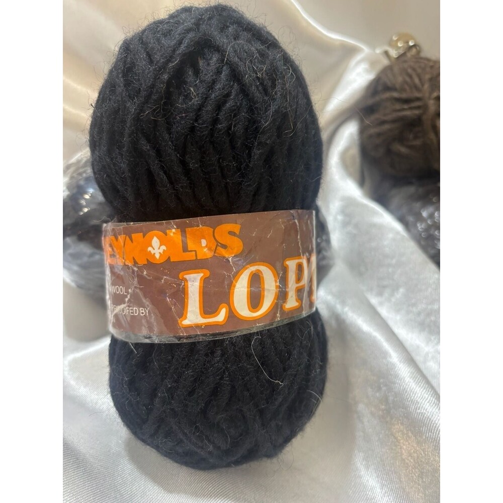 Vintage 1960s Skeins LOPI Alafoss Mountain Sheep's New Wool Yarn Color BLack. Lo